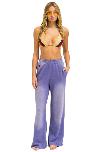 Aviator Nation ESSENTIAL WIDE LEG POCKET SWEATPANTS - FADED GRAPE