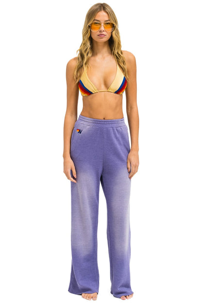 Aviator Nation ESSENTIAL WIDE LEG POCKET SWEATPANTS - FADED GRAPE