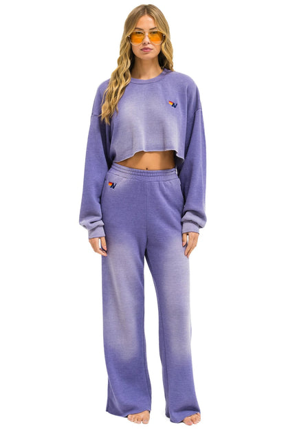 Aviator Nation ESSENTIAL WIDE LEG POCKET SWEATPANTS - FADED GRAPE