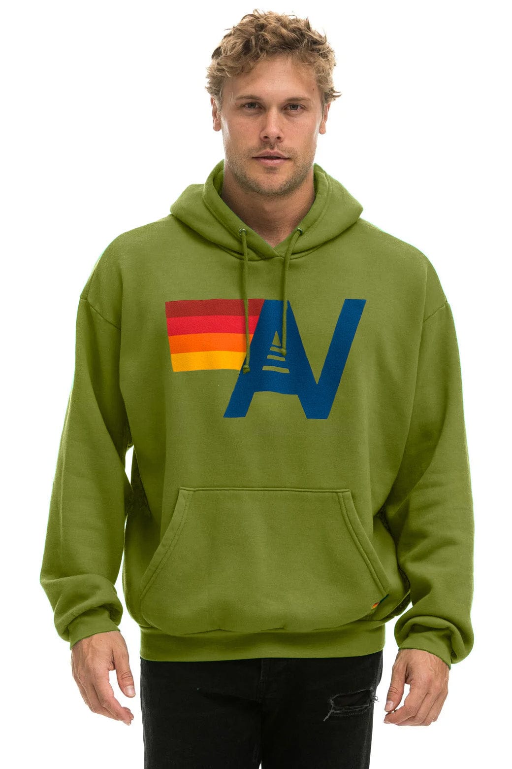Aviator Nation LOGO PULLOVER RELAXED HOODIE - JUNGLE GREEN