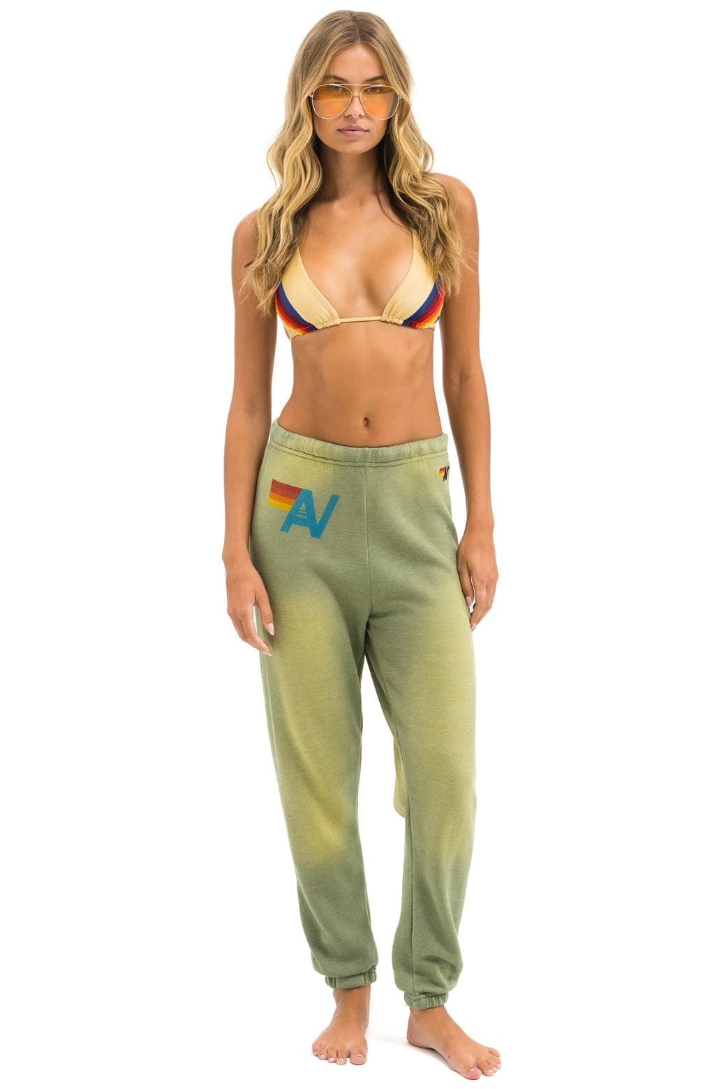 Aviator Nation VINTAGE LOGO SWEATPANTS - FADED ARMY