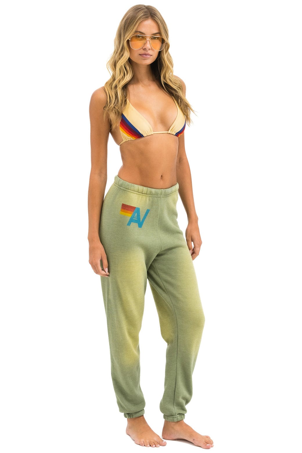 Aviator Nation VINTAGE LOGO SWEATPANTS - FADED ARMY