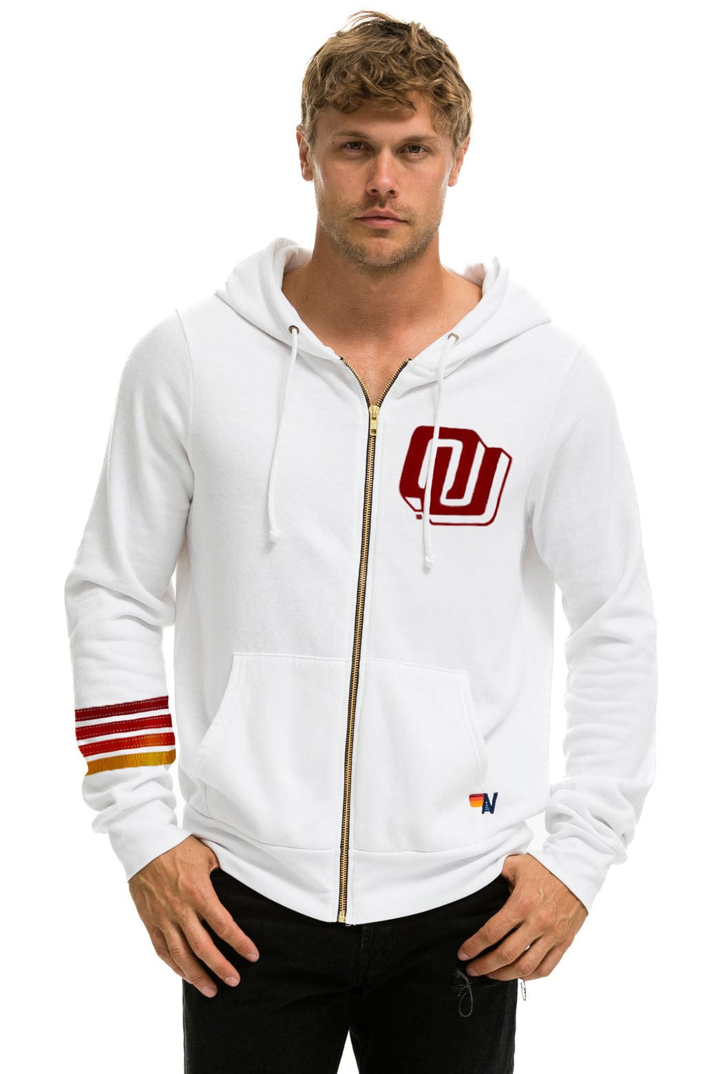 Aviator Nation UNIVERSITY OF OKLAHOMA SOONERS ZIP HOODIE - WHITE