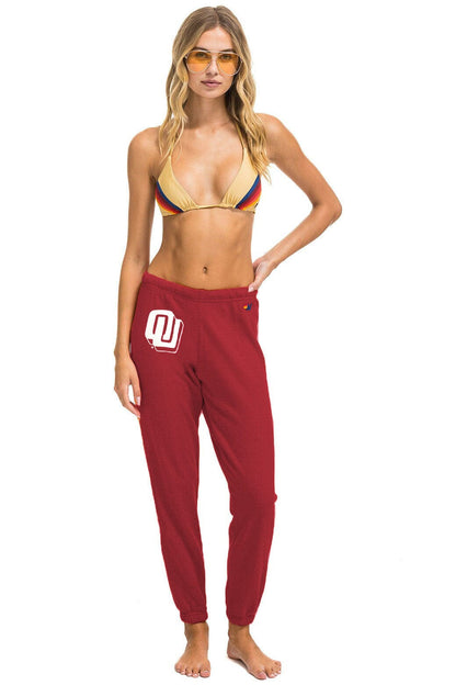 Aviator Nation UNIVERSITY OF OKLAHOMA BOLT UNISEX SWEATPANTS - CRIMSON