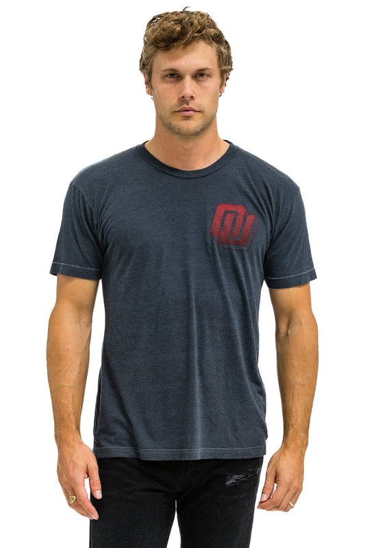 Aviator Nation UNIVERSITY OF OKLAHOMA BOLT CREW TEE SHIRT - CHARCOAL
