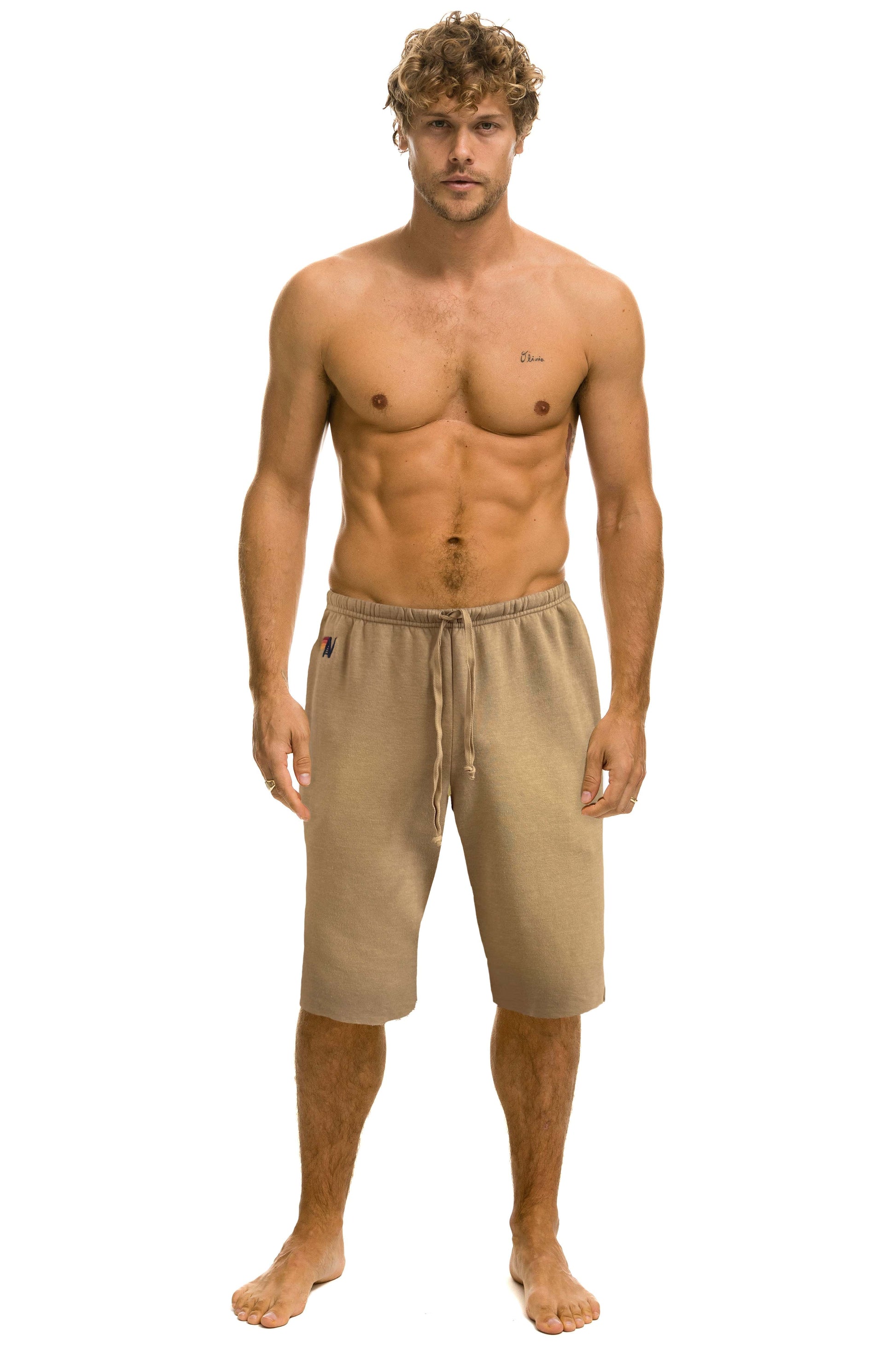 Aviator Nation ESSENTIAL MENS SWEATSHORTS - FADED TAN