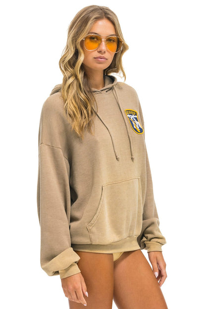 Aviator Nation CALIFORNIA SURFER PATCH PULLOVER RELAXED HOODIE - FADED TAN