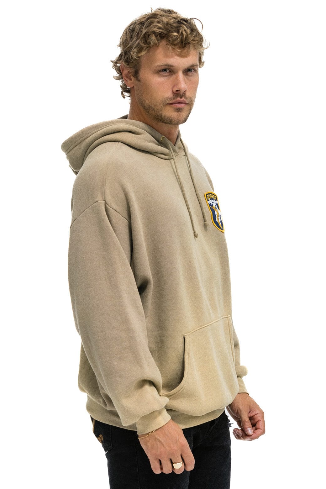 Aviator Nation CALIFORNIA SURFER PATCH PULLOVER RELAXED HOODIE - FADED TAN
