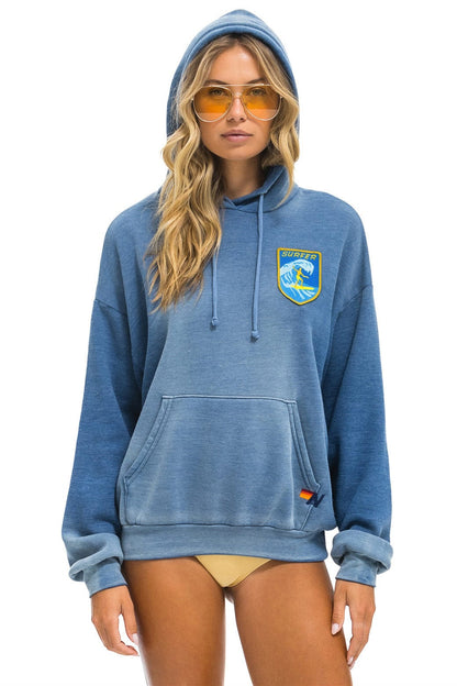 Aviator Nation SURFER WAVE PATCH  PULLOVER RELAXED HOODIE - FADED WATER