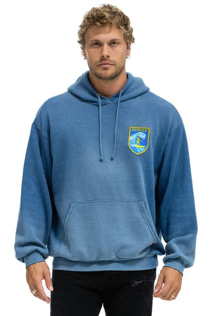 Aviator Nation SURFER WAVE PATCH  PULLOVER RELAXED HOODIE - FADED WATER