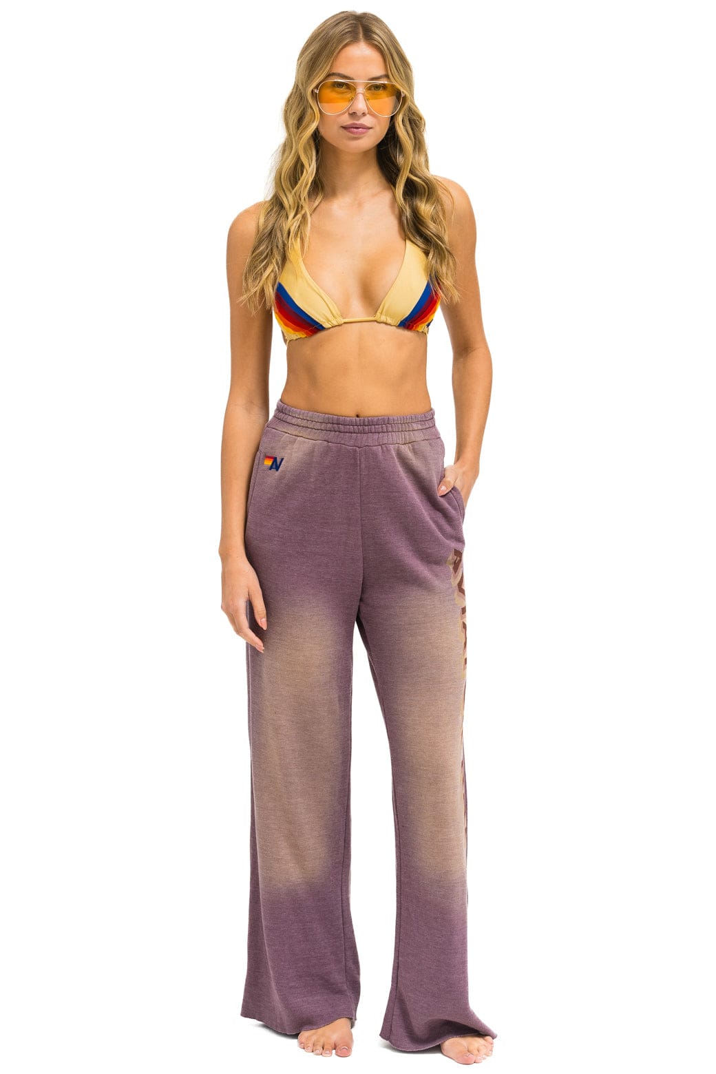 Aviator Nation AN 3D WIDE LEG POCKET SWEATPANTS - FADED MOCHA