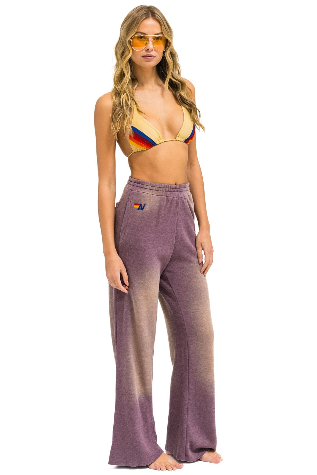 Aviator Nation AN 3D WIDE LEG POCKET SWEATPANTS - FADED MOCHA