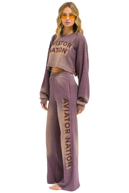 Aviator Nation AN 3D WIDE LEG POCKET SWEATPANTS - FADED MOCHA