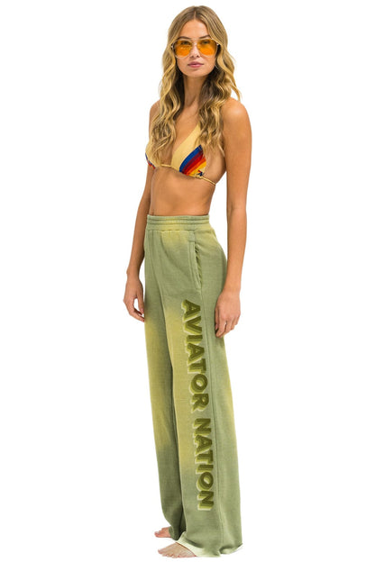 Aviator Nation AN 3D WIDE LEG POCKET SWEATPANTS - FADED ARMY