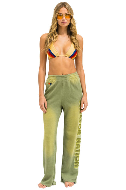 Aviator Nation AN 3D WIDE LEG POCKET SWEATPANTS - FADED ARMY