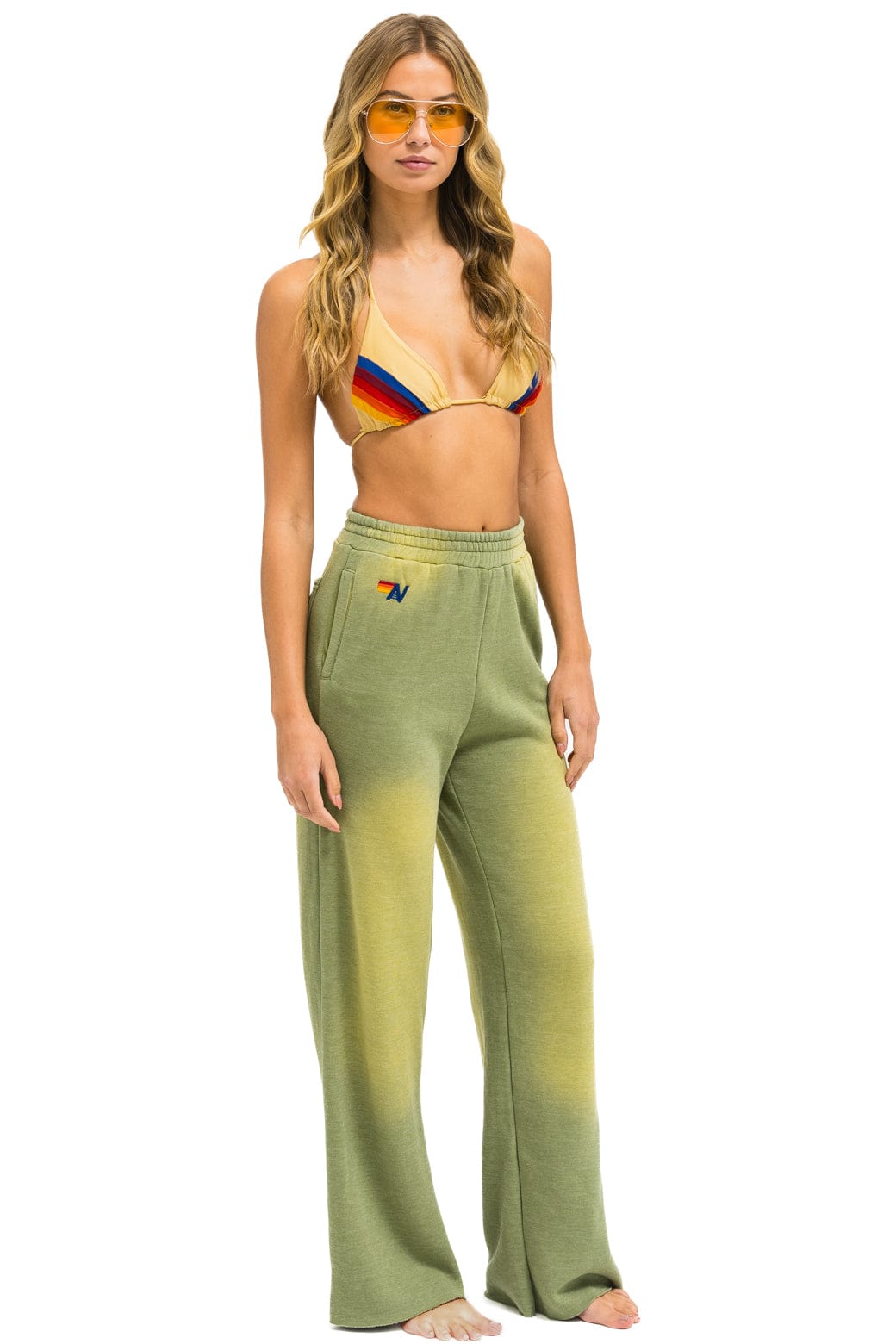 Aviator Nation AN 3D WIDE LEG POCKET SWEATPANTS - FADED ARMY