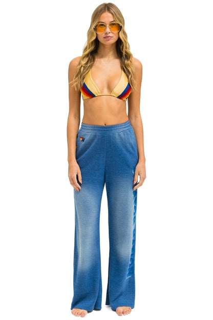 Aviator Nation AN 3D WIDE LEG POCKET SWEATPANTS - FADED WATER
