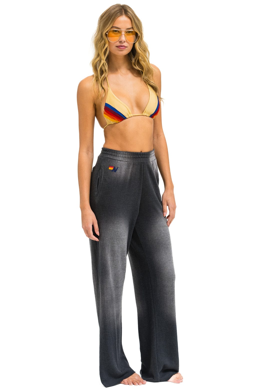 Aviator Nation AN 3D WIDE LEG POCKET SWEATPANTS - FADED SMOKE