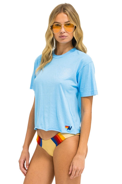 Aviator Nation GLITTER HEART BOYFRIEND TEE - SKY // BLUE