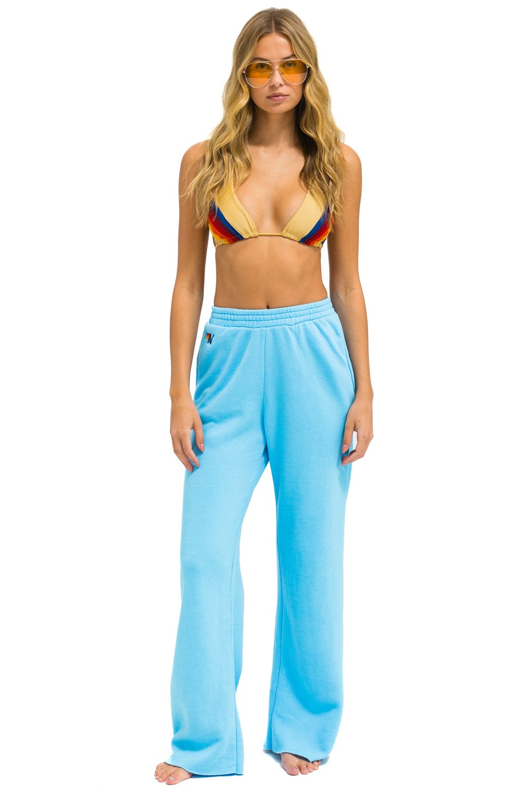 Aviator Nation WIDE LEG POCKET SWEATPANTS - SKY