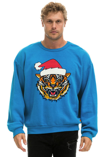 Aviator Nation RELAXED SANTA TIGER SWEATSHIRT - COBALT