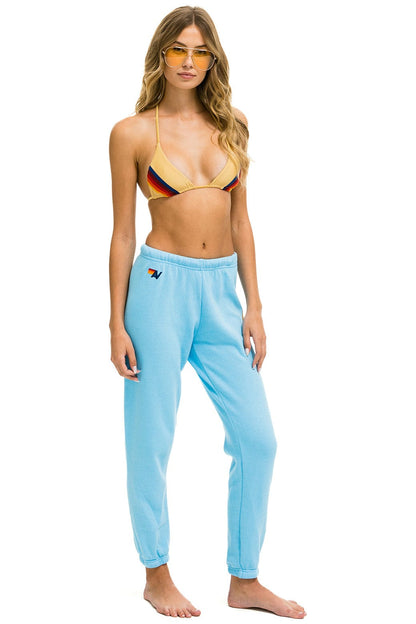 Aviator Nation 5 STRIPE SWEATPANTS - SKY // YELLOW // PURPLE