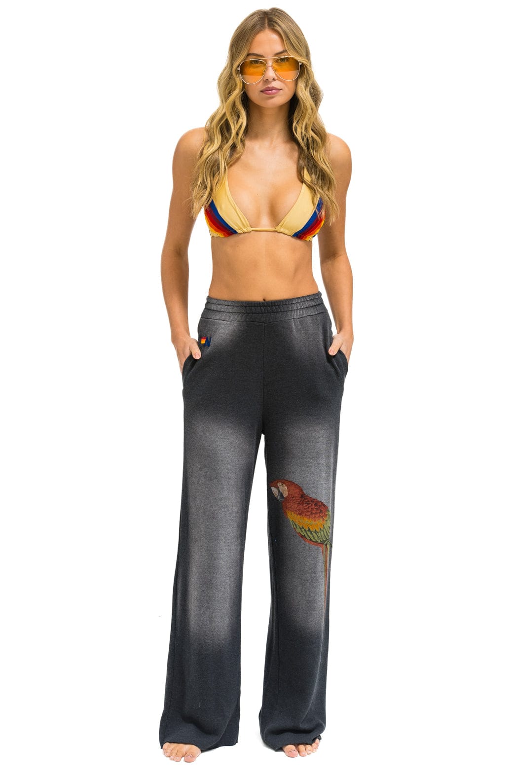 Aviator Nation PARROT WIDE LEG POCKET SWEATPANTS - FADED SMOKE