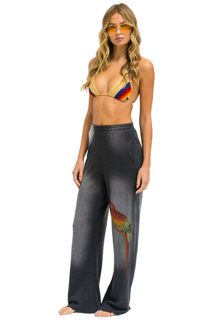 Aviator Nation PARROT WIDE LEG POCKET SWEATPANTS - FADED SMOKE