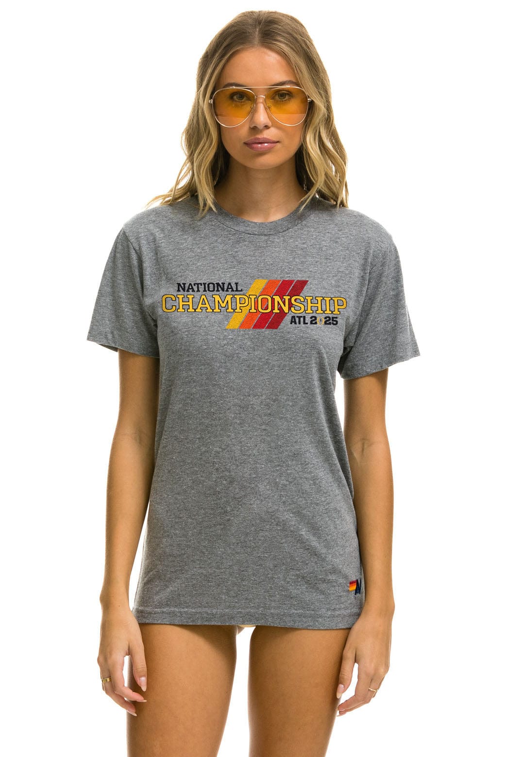 Aviator Nation CFP NATIONAL CHAMPIONSHIP 2025 CREW TEE SHIRT - HEATHER GREY