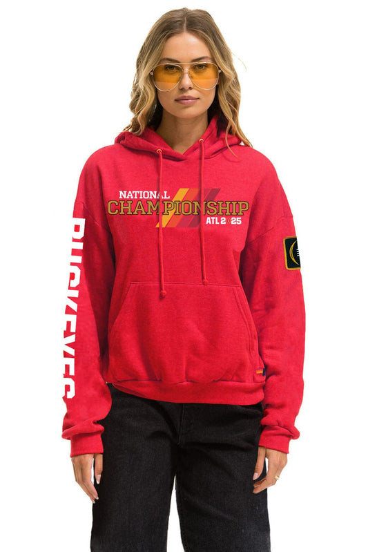 Aviator Nation OHIO STATE CFP 2025 UNISEX RELAXED PULLOVER HOODIE - RED