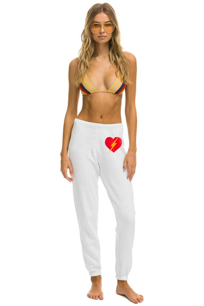 Aviator Nation BOLT HEART SWEATPANTS - WHITE