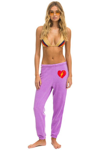 Aviator Nation BOLT HEART SWEATPANTS - NEON PURPLE