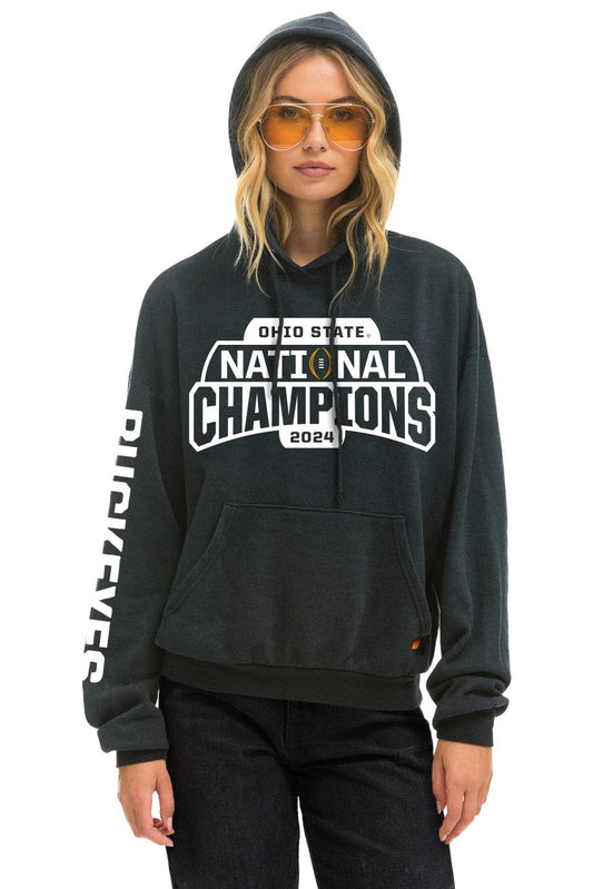 Aviator Nation OHIO STATE CFP CHAMPIONS 2025 RELAXED PULLOVER HOODIE - CHARCOAL