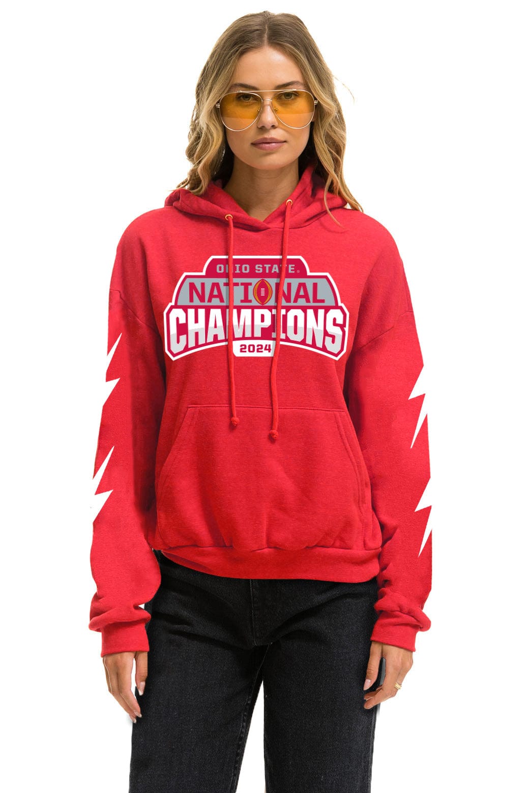 Aviator Nation OHIO STATE CFP CHAMPIONS 2025 RELAXED PULLOVER HOODIE - RED