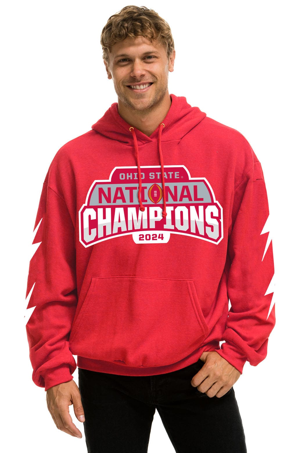 Aviator Nation OHIO STATE CFP CHAMPIONS 2025 RELAXED PULLOVER HOODIE - RED