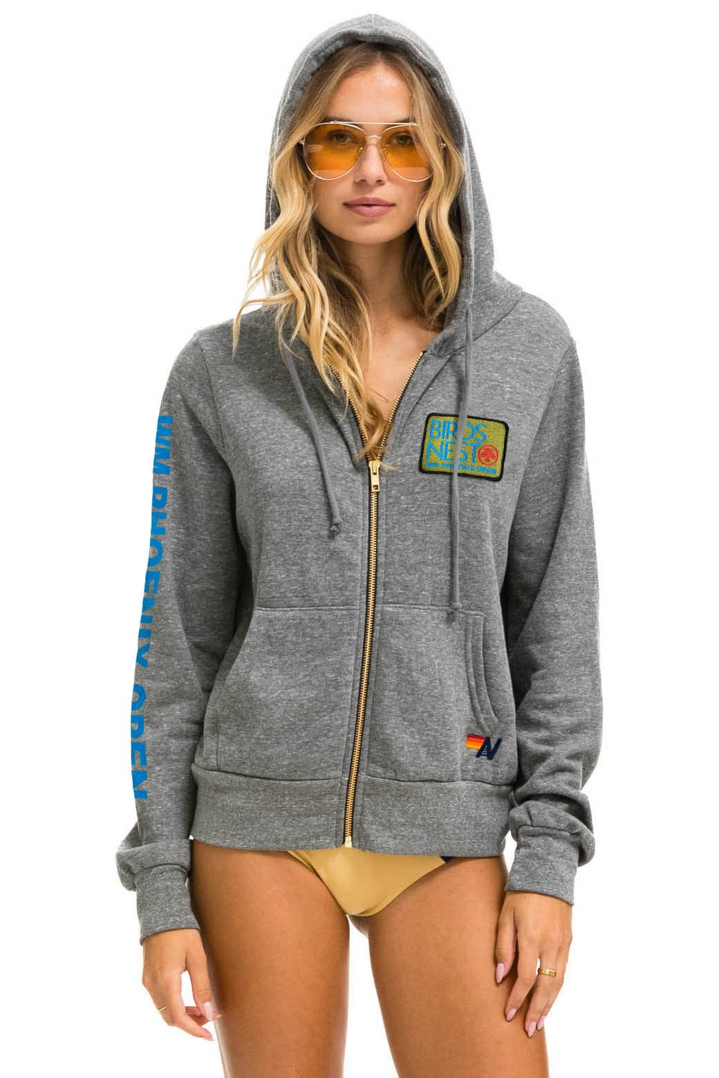 Aviator Nation WMPO BIRDS NEST 2025 ZIP HOODIE - HEATHER GREY