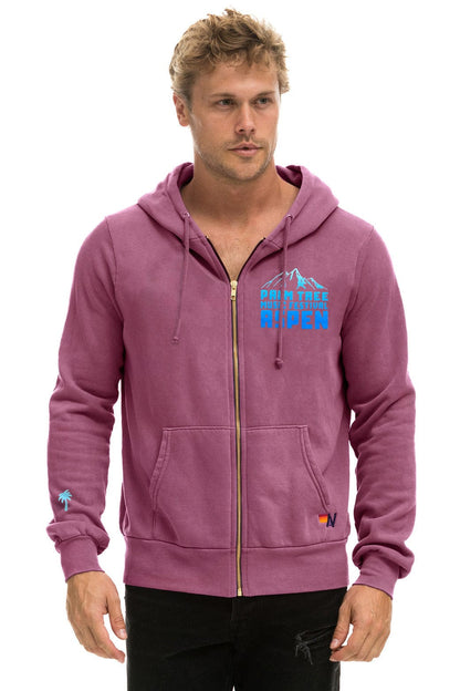 Aviator Nation PALM TREE FESTIVAL ASPEN 2025 ZIP HOODIE - BERRY