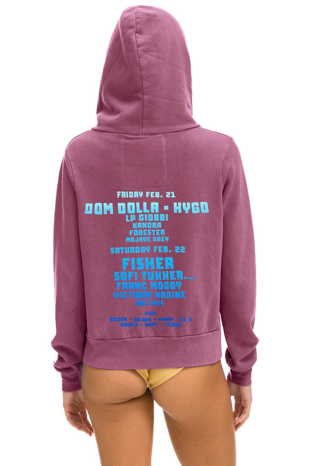 Aviator Nation PALM TREE FESTIVAL ASPEN 2025 ZIP HOODIE - BERRY