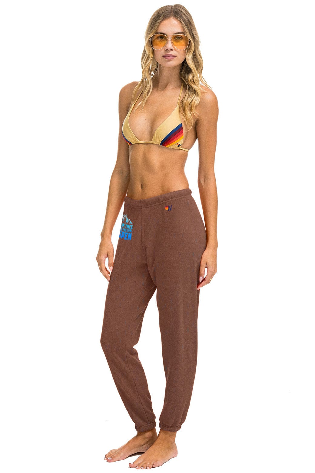 Aviator Nation PALM TREE FESTIVAL ASPEN 2025 UNISEX SWEATPANTS - BROWN