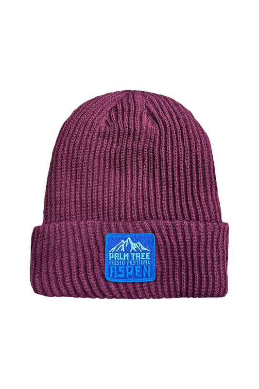 Aviator Nation PALM TREE FESTIVAL ASPEN 2025 RIB BEANIE - BERRY