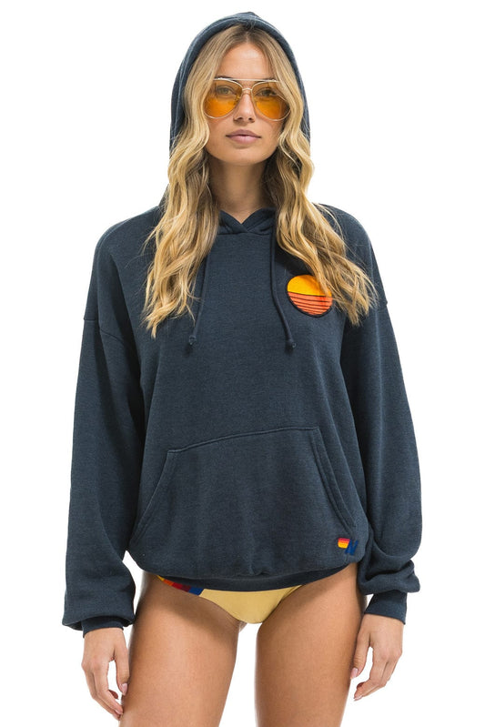 Aviator Nation SUNSET PATCH PULLOVER RELAXED HOODIE - CHARCOAL