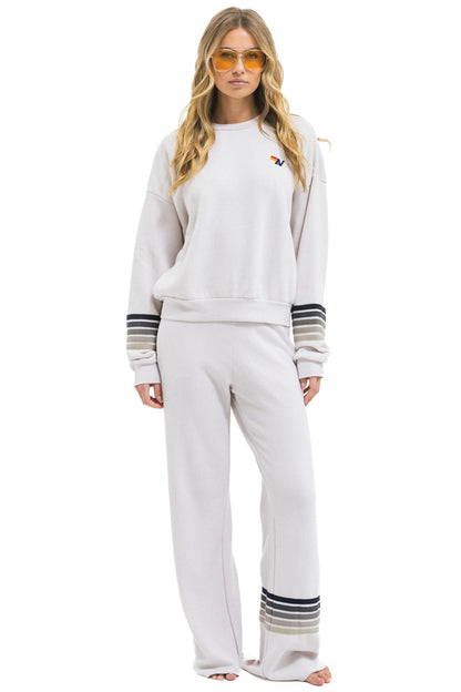 Aviator Nation RUGBY STITCH WIDE LEG POCKET SWEATPANTS - DOVE GREY // GREY
