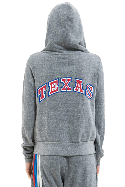 Aviator Nation TEXAS RANGERS 5 STRIPE ZIP HOODIE - HEATHER GREY // USA