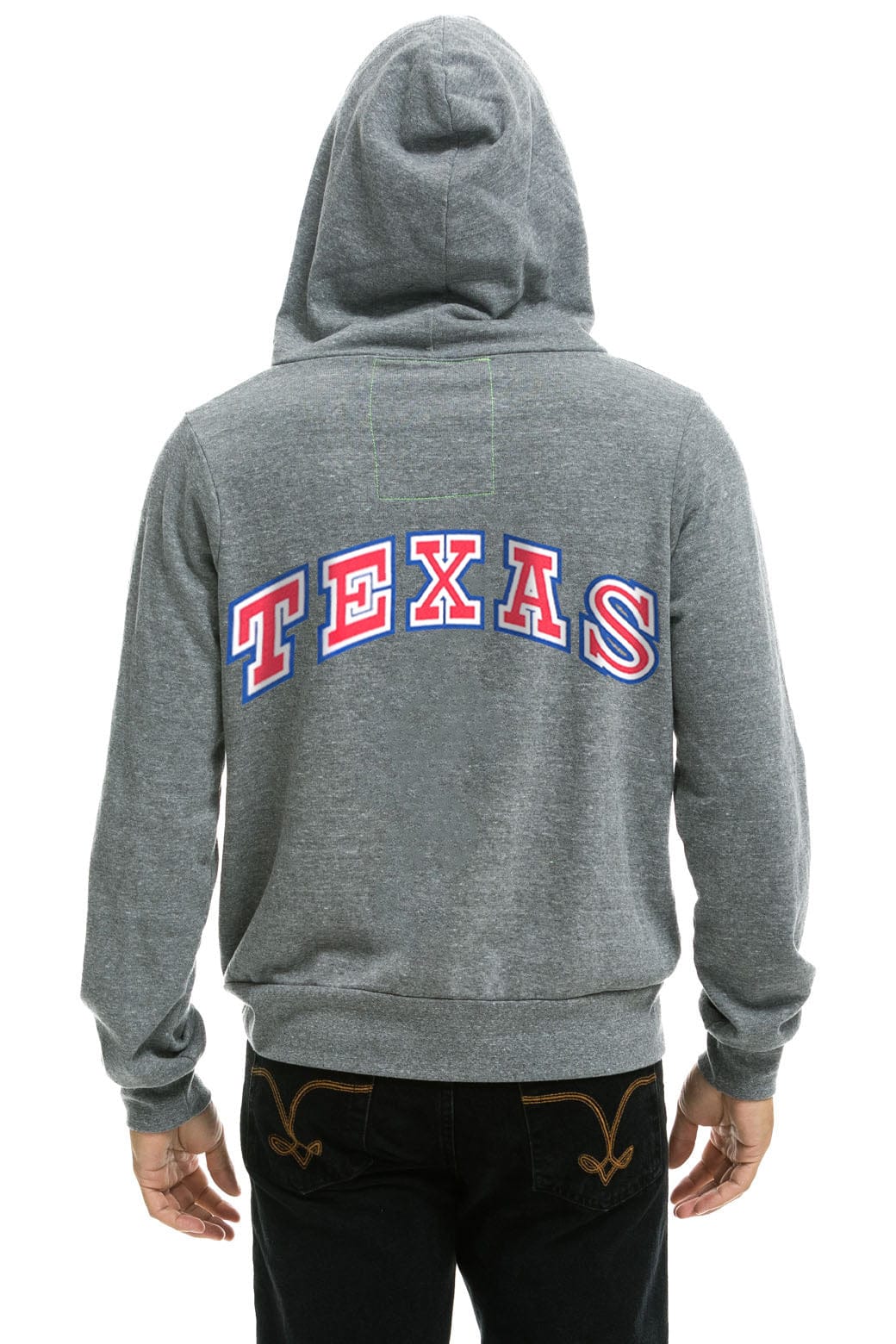 Aviator Nation TEXAS RANGERS 5 STRIPE ZIP HOODIE - HEATHER GREY // USA