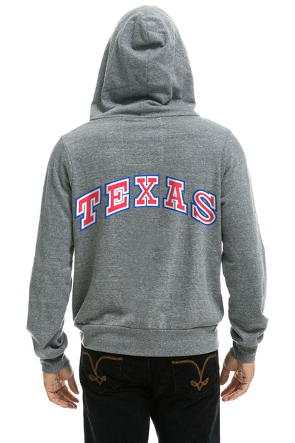 Aviator Nation TEXAS RANGERS 5 STRIPE ZIP HOODIE - HEATHER GREY // USA