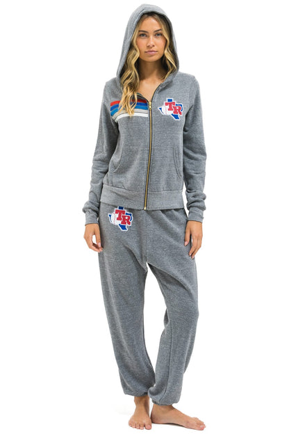 Aviator Nation TEXAS RANGERS 5 STRIPE ZIP HOODIE - HEATHER GREY // USA