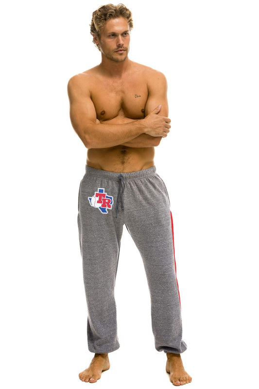 Aviator Nation TEXAS RANGERS 5 STRIPE UNISEX SWEATPANTS - HEATHER // USA