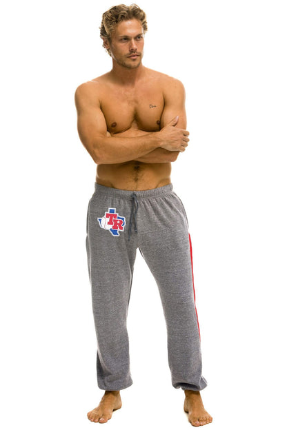 Aviator Nation TEXAS RANGERS 5 STRIPE UNISEX SWEATPANTS - HEATHER // USA