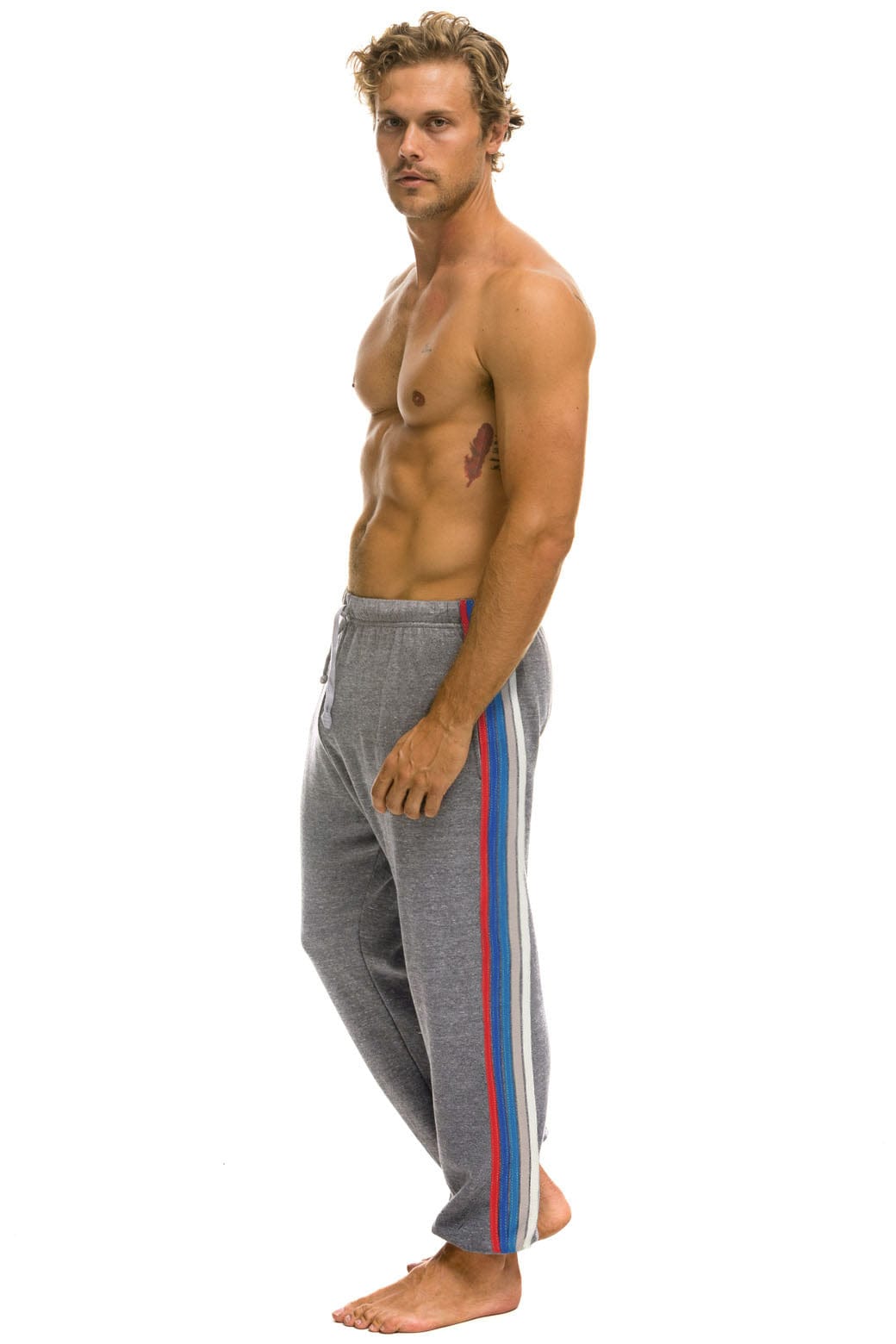 Aviator Nation TEXAS RANGERS 5 STRIPE UNISEX SWEATPANTS - HEATHER // USA