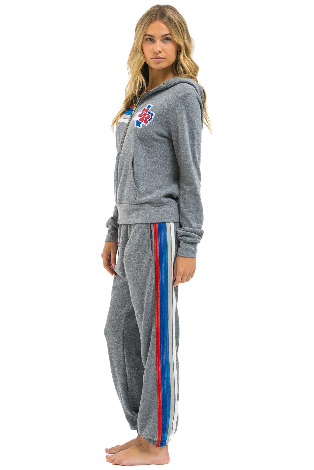 Aviator Nation TEXAS RANGERS 5 STRIPE UNISEX SWEATPANTS - HEATHER // USA